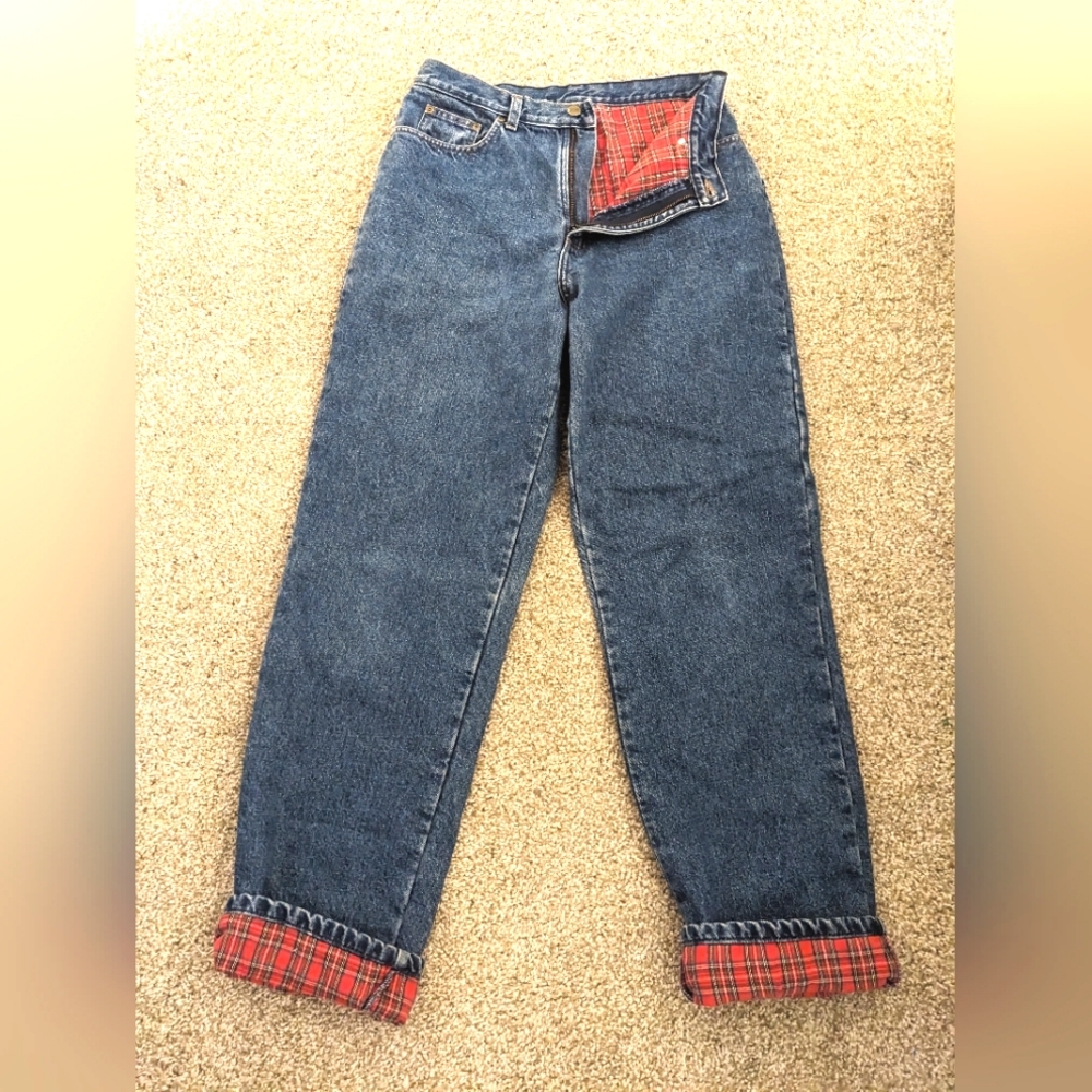 Vintage L.L. Bean double L relaxed fit lined cotton high rise jeans | size 12T